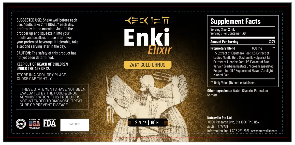 Enki Elixir Product Label